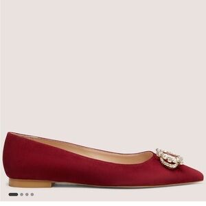 NIB Stuart Weitzman Burgundy ELOISE FLAT with Embellished Accent 6.5